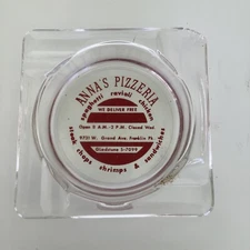 Vintage Anna's Pizzaria Grand Avenue Franklin Park Illinois Glass Ashtray