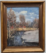 Oil painting painting oil painting masterpiece landscape nature forest lake 213