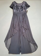 R&M RICHARDS BLUE GUNMETAL PARTY COCKTAIL WEDDING PANT DRESS SIZE 4P