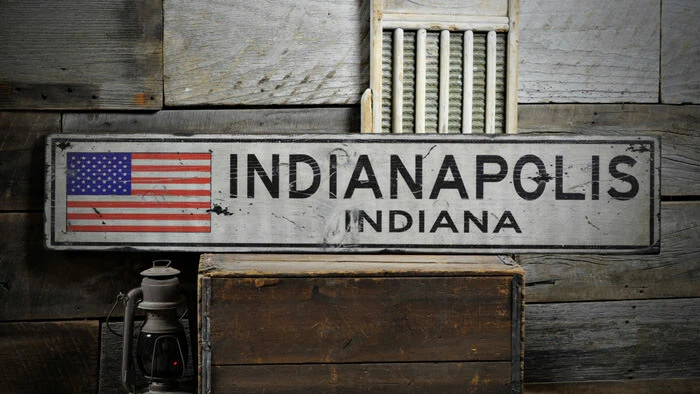 Personalized City, State Flag 4th of July Sign - Rustic Hand Made Vintage Wooden - Image 2 of 2