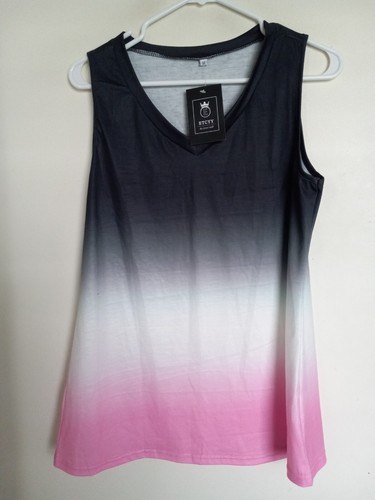 ETCYY ärmelloses Tanktop Damen V-Ausschnitt Batik süß Gr. M NEU - Bild 1 von 4