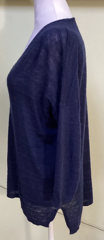 360 Свитер женщин Sz M кашемир легкий синий v-образным вырезом 3/4 рукав свитер - Изображение 3 из 4