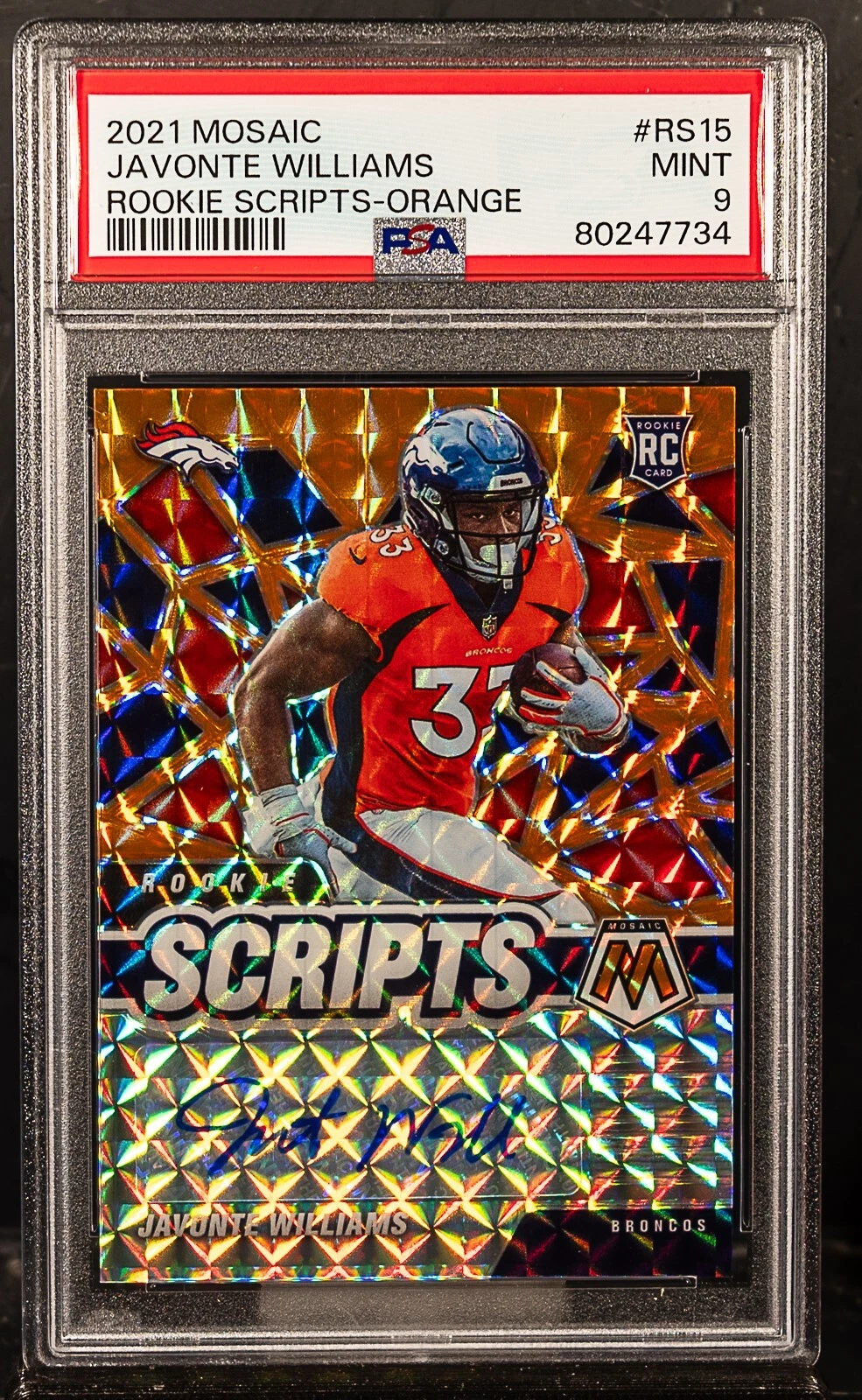 Javonte Williams Panini Mosaic Rookie Scripts #RS15 Orange
