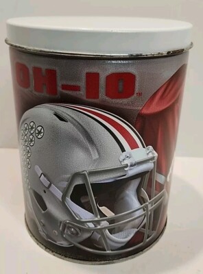 Ohio State Buckeyes E Popcorn Tin Metal Snack Storage Container Lid OSU Football
