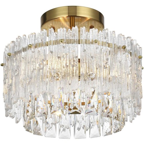 Elegant Lighting 1780F12SG Emilia Flush Mount Satin Gold - Picture 3 of 9