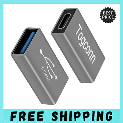 USB C to USB 3.0 Adapter (2 Pack),USB Type-C (Female) to USB A (Female) Coupl...