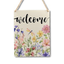 Sunflower Welcome Spring Sign - Rustic Spring Door Sign 10x8 Inches, Spring W...