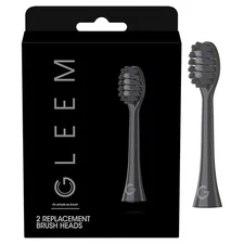 GLEEM Toothbrush Replacement Brush Heads Refill, 2 Count (Pack of 1), Black 