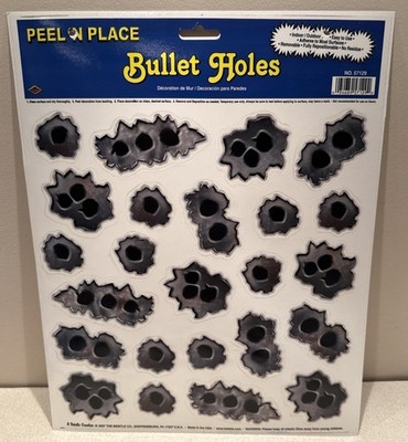 Bullet Holes Stickers Decals (24 Per Sheet) Indoor/Outdoor Window Wall Decal NEW