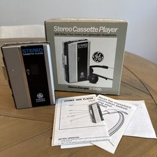 Vintage GE 3-5420 Portable Stereo Cassette Player OG Box NO HEADPHONES