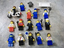 lego vintage classic town mini figures lot police city airport train exxon shell
