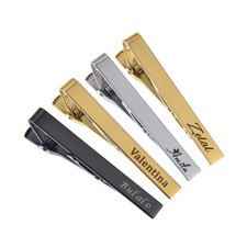 Pendantify Personalized Name Engraved Tie Clip  Custom Name Bar Tie Clip