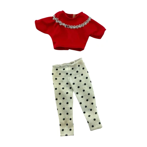 Barbie Doll Clothing Polka Dot Leggings and Red Bling Top Vintage 80s