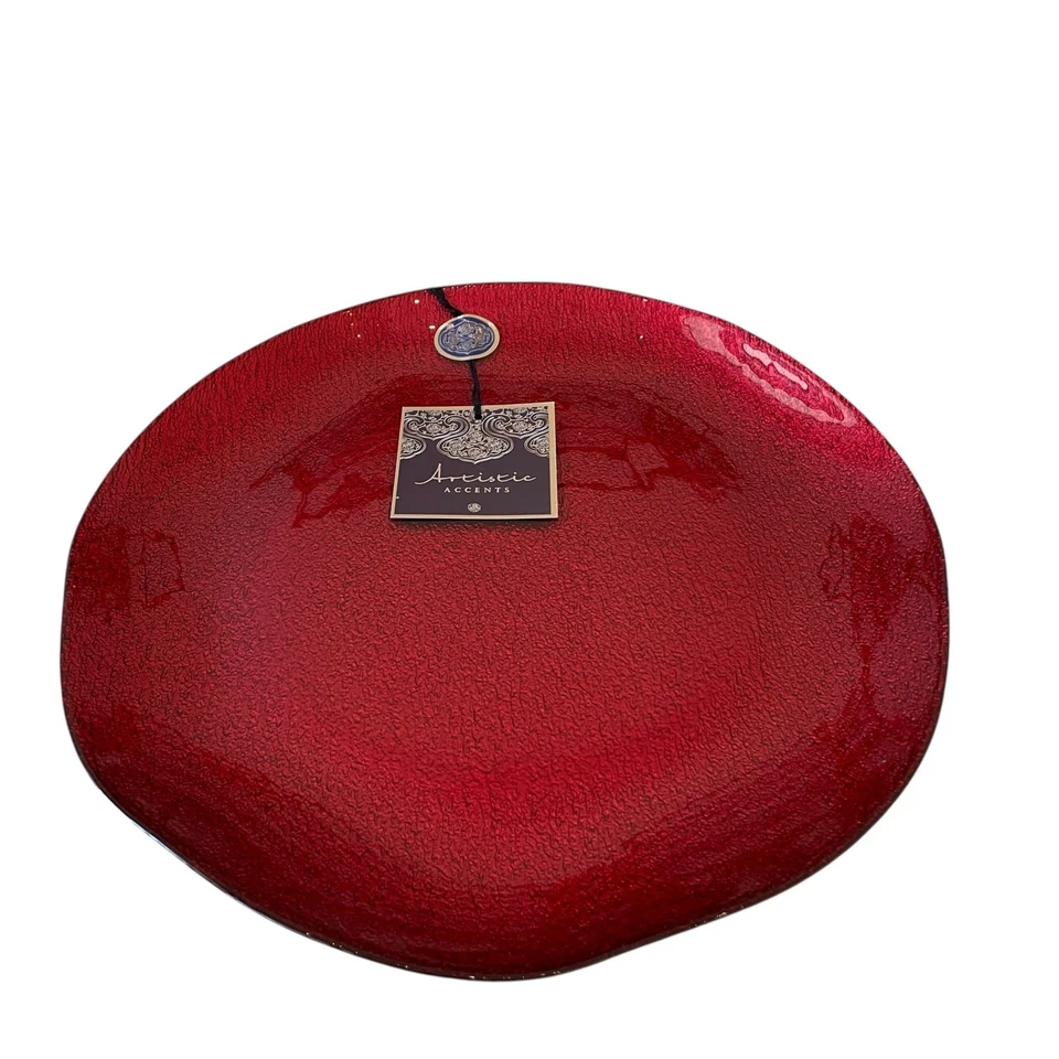 Artistic Accents Red Turkish Glass Charger Plate 13in Christmas Holiday New - Image 2 of 4