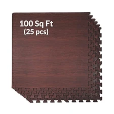 Home Aesthetics 100 Sq. Ft 3/8 Inch Thick Printed Foam Tiles Interlocking Foa...