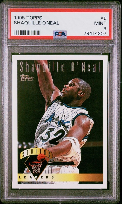 PSA 9 MINT 1995 TOPPS SHAQUILLE O'NEAL #6 Orlando MAGIC SCORING LEADERS HoF