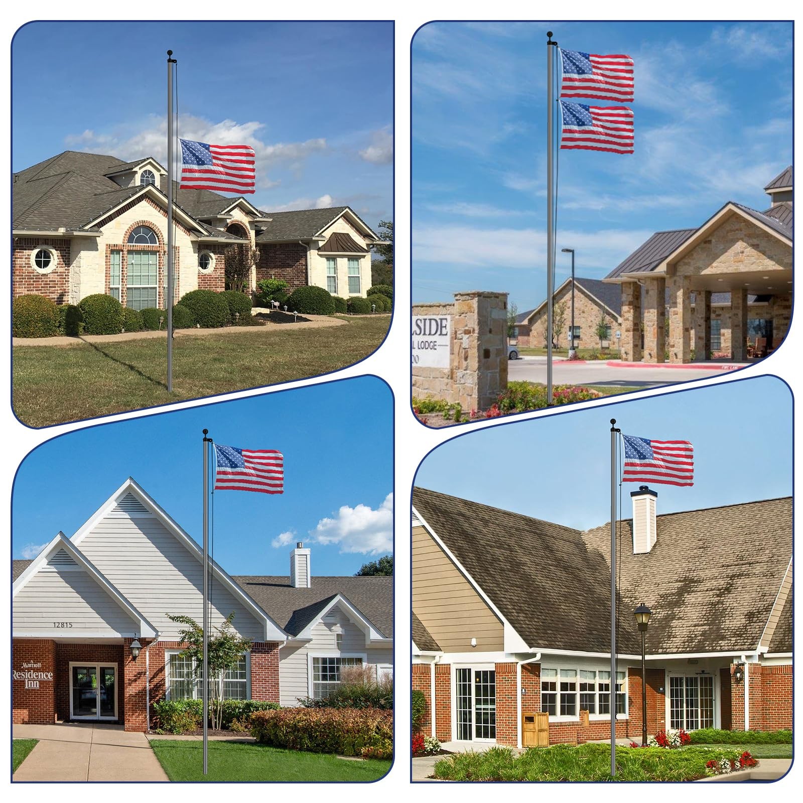 25 FT 12 Gauge Heavy Duty Flag Pole - Extra Thick Aluminum Flagpole kit with .