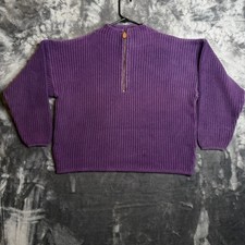 Eddie Bauer Womens Quarter Zip Long Sleeve Pullover Purple Sweater Size Medium