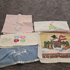 Vintage Holiday Kitchen Hand Towels Lot Christmas Valentines Spring Easter Bunny