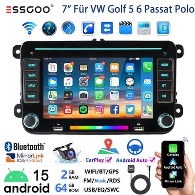 DAB+ Android 15 Autoradio Carplay GPS für VW GOLF 5 6 Plus Polo Passat Touran BT