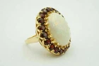 Vintage 2.50Ct Lab-Created Fire Opal/Garnet Cocktail Ring 14K Yellow Gold Plated