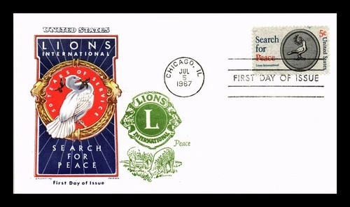 US COVER LIONS INTERNATIONAL SEARCH FOR PEACE FDC JACKSON CHICKERING CACHET
