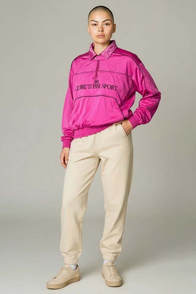 Cerruti Sport felpa donna vintage 80S acetata rosa stile retrò tg.L oversize - Imagen 3 de 4