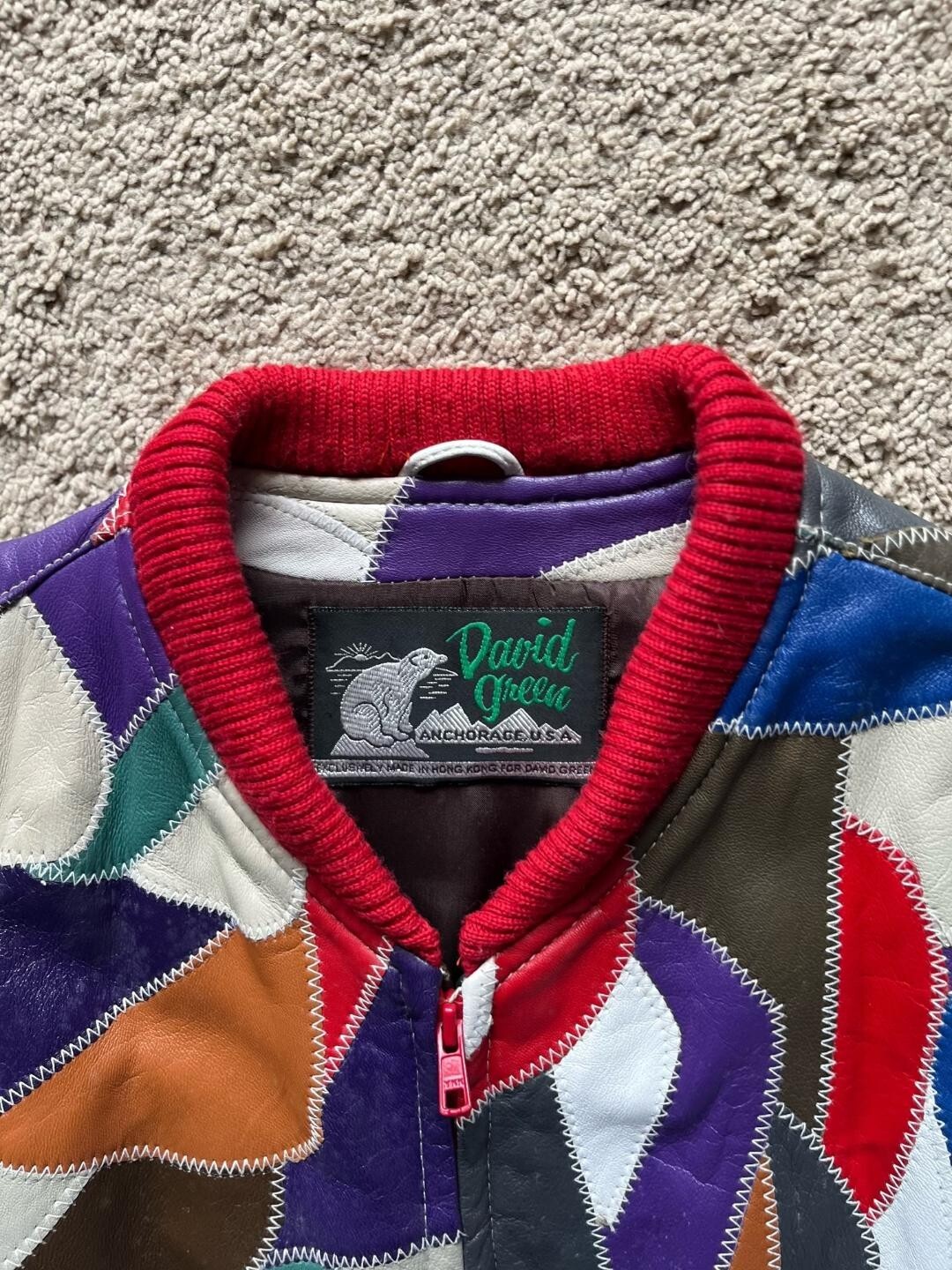 David Green Patchwork Multi-Colored Leather Bombe… - image 3