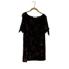 Loft Floral Velvet Velour Tie Sleeves Shift Dress XS
