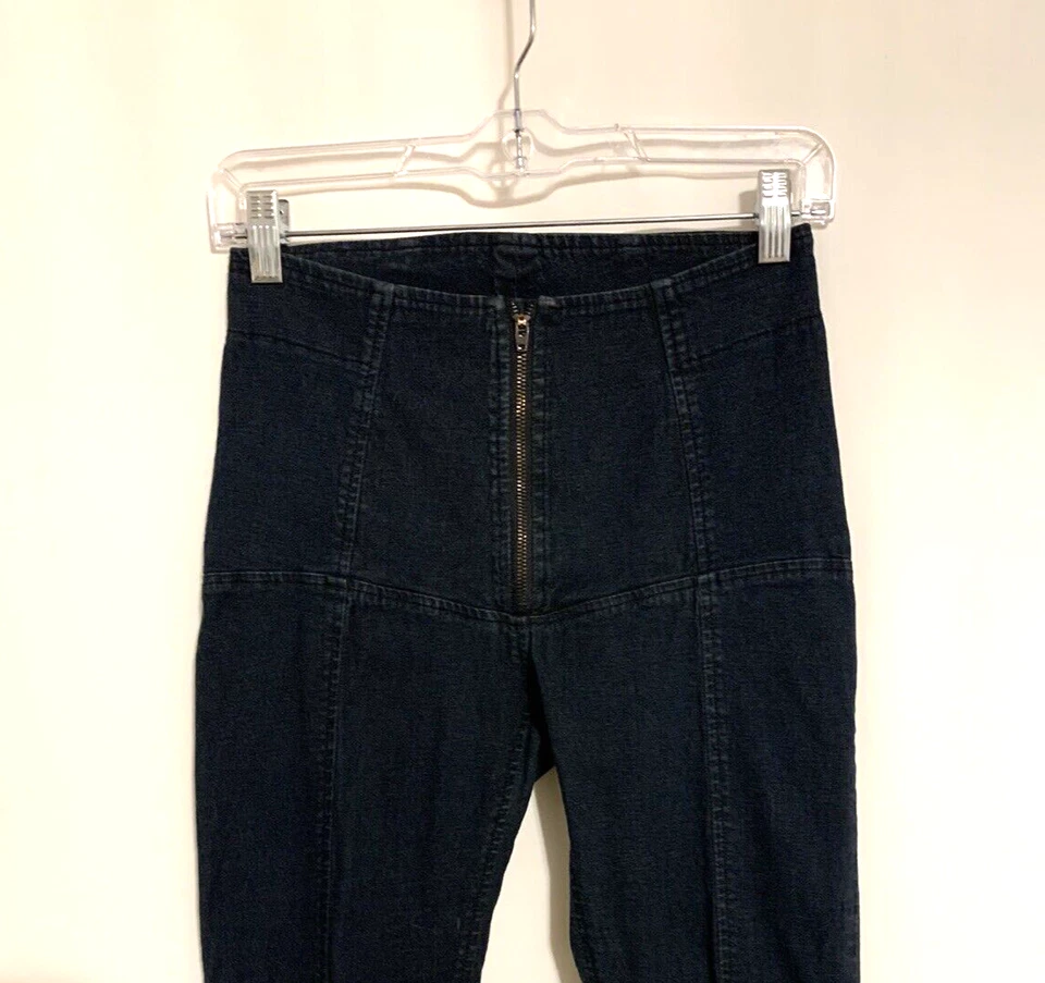 PRAIRIE UNDERGROUND Skinny Pants XS High Waisted Front Zip GIRDIE Black - Image 2 of 4