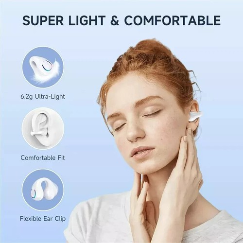Bone Conduction Clip On Bluetooth Headset Open Ear Earbuds For iPhone & Android - Picture 15 of 20