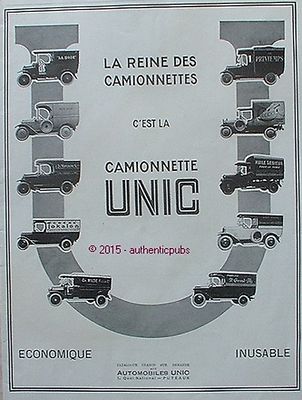 UNIC ADVERTISING VANS ROUARD CICCA OIL LESIEUR IN SPRING 1928 AD
