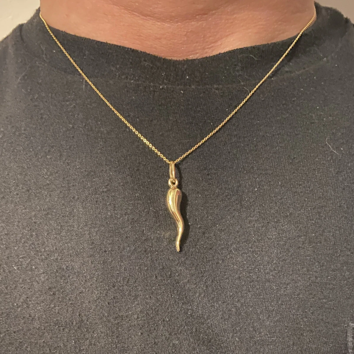Gold chain cheap italian horn