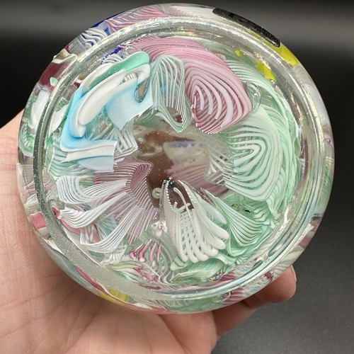 Murano Kunst Glas Millefiori Latticino Orig Etikett Scramble Briefbeschwerer Vintage - Bild 15 von 24