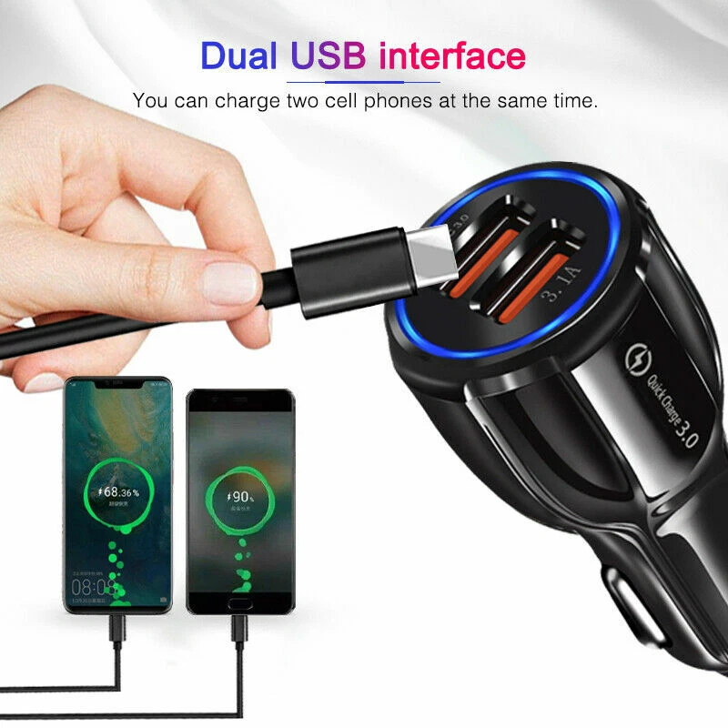 USB Car Socket Fast Mobile Phone Charger 12V Cigarette Lighter Power Adapter  - Image 3 of 4
