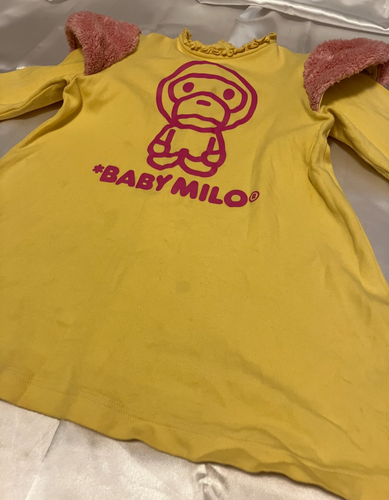 A BATHING APE Baby Milo Long Sleeve dress 120 Approx. 6T Yellow Pink - Picture 16 of 24