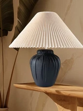 Post Modern ALSY Ceramic Vessel Lamp Wabi Sabi Boho Faux Leather Wrapped Sack