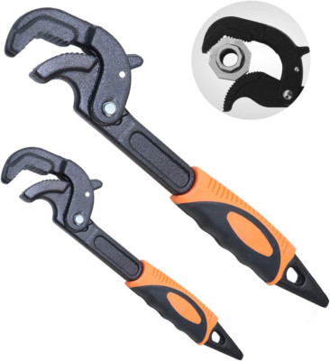 2 Pack Adjustable Wrench Quick Multi-Function Self-Adjusting Spanner Power Grip
