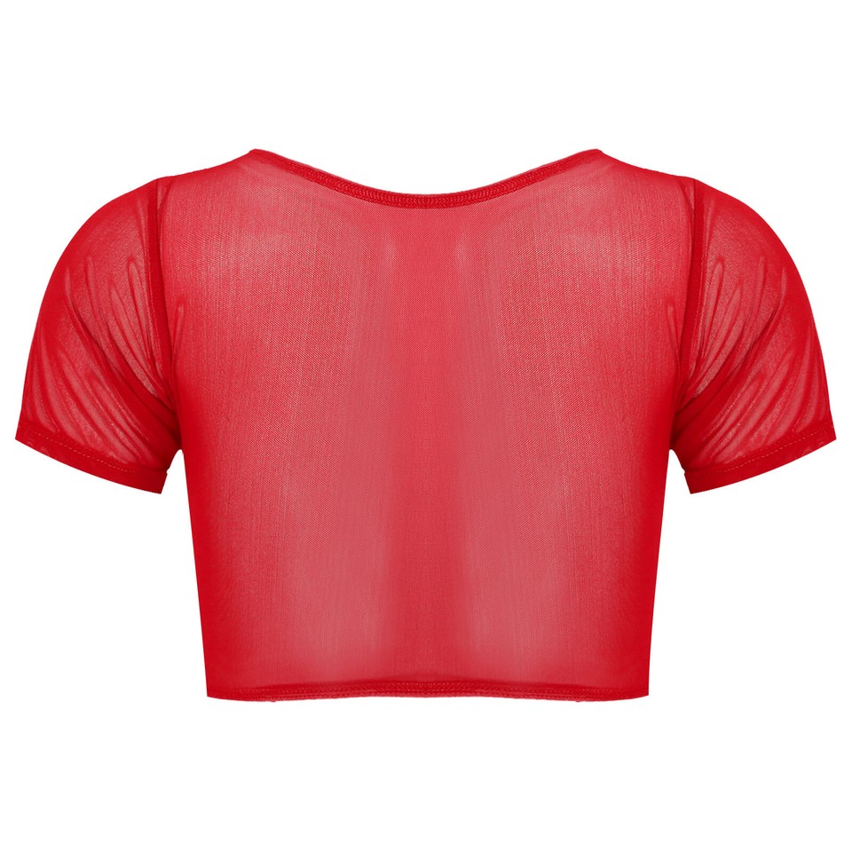 Débardeur Femme Transparent Mesh Ouvert Poitrine - Top Court Élégant Pour Danse Orientale