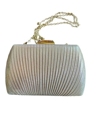 Lulu Townsend Pink gold Cloth Small Dress Purse With Chain Shoulder Strap 