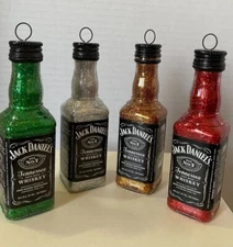 Jack Daniels Christmas color Shot Bottle Alcohol Theme ornaments  Set of 4