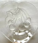 Vintage Rare Set (4) Glass Heart Shape Fruit Dishes, Embossed Frosted Fruits — photo 2