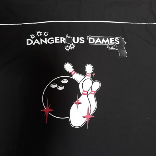 Cruisin USA Bowling SHIRT Back Panel Dangerous Dames Unisex XL Black Pink Trim - Picture 3 of 9