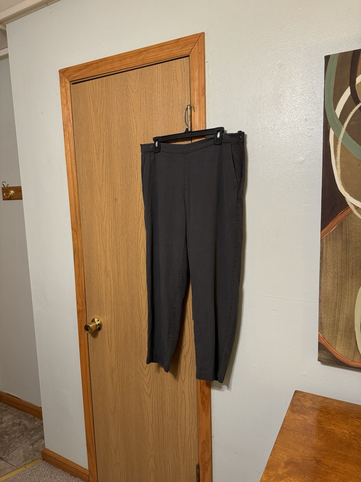 Eileen Fisher Medium Solid Gray Cropped Pants w/S… - image 2