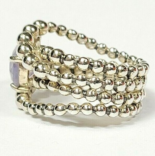 Sterling Silver Pink Stone Ball Texture Ring Size 5 1/2 - Picture 4 of 6