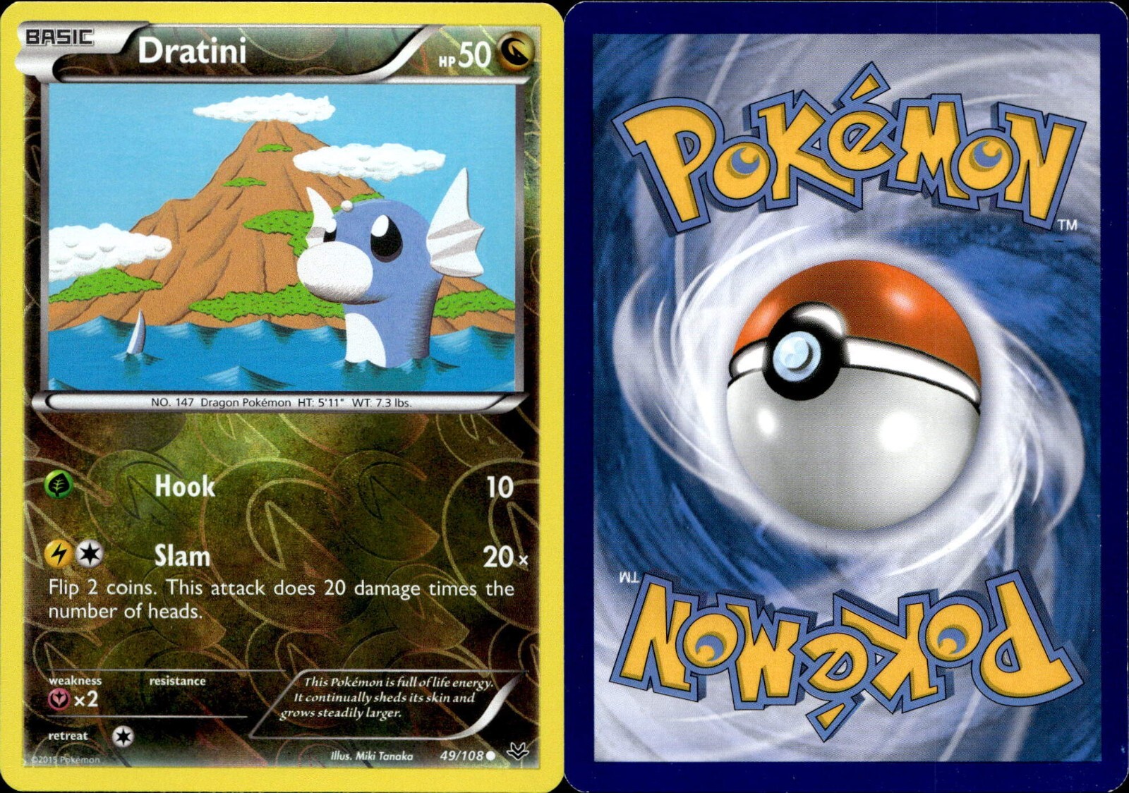 Dratini 49/108 Reverse Holo Pokemon XY Roaring Skies LP