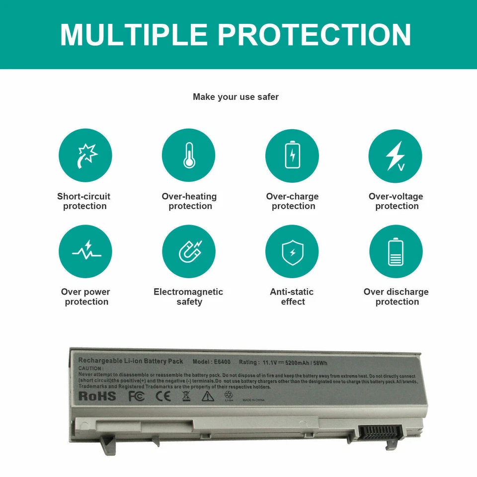 E6400 E6500 Battery for Dell Latitude E6410 E6510 PT434 MP303 4M529 W1193 9Cell  - Image 3 of 4