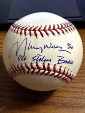 MAURY WILLS 6 SIGNED AUTOGRAPHED OML BASEBALL!  Dodgers!  