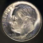 1955 D ROOSEVELT DIME BU FRESH FROM ORIGINAL ROLL-LOT 3093