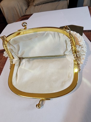 Corde Bead Vintage Purse Handbag . Gold Tone Chain Straps. Original Mirror - Picture 5 of 5